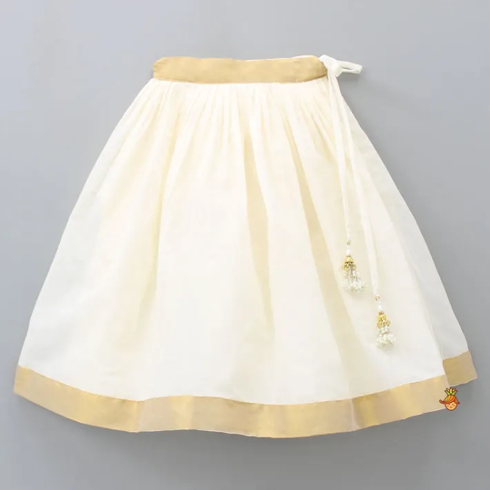 Discount Pattu Pavadai Lehenga Set With Hair Accessory And Potli Bag Ethnic Wear | Lehengas & Ghagras