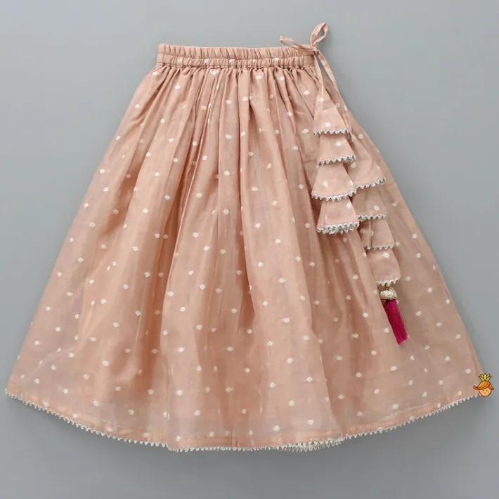 New Peach Butti Work Embroidered Top With Lehenga Twinning Sets | Ethnic Wear