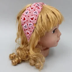 New Peach Cute Sweet Heart Embroidered Hair Band Hair Accessories | Hair Bands