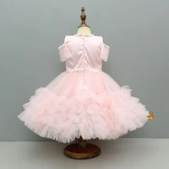 Outlet Peach Embellished Detachable Trail Dress And Bow With Sling Bag Dresses & Sets | Dresses