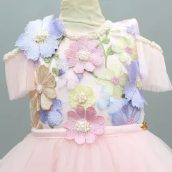 Outlet Peach Embellished Detachable Trail Dress And Bow With Sling Bag Dresses & Sets | Dresses