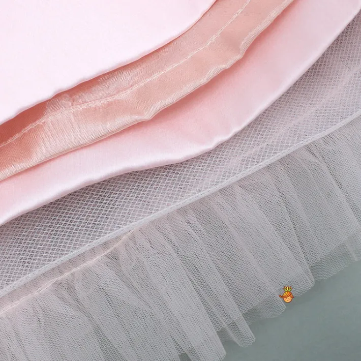 Outlet Peach Embellished Detachable Trail Dress And Bow With Sling Bag Dresses & Sets | Dresses