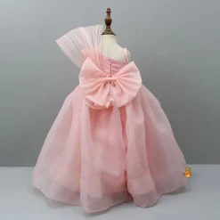 Best Peach Embellished One Shoulder Gown Dresses & Sets | Gowns