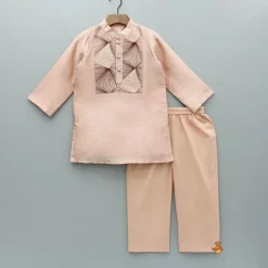Best Peach Embroidered Kurta And Pyjama BOY Indian Ethnic Wear | Ethnic Sets