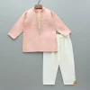 Hot Peach Embroidered Kurta And Pyjama BOY Indian Ethnic Wear | Ethnic Sets