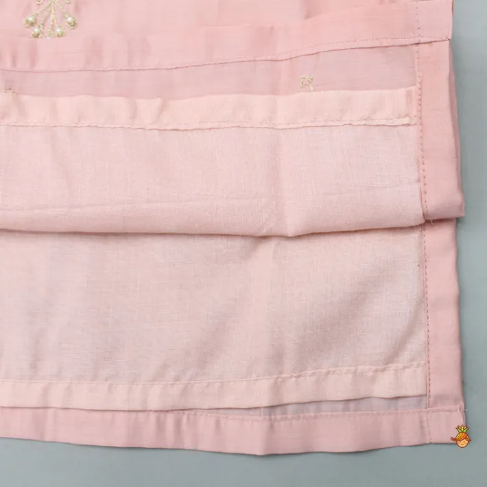 Hot Peach Embroidered Kurta And Pyjama BOY Indian Ethnic Wear | Ethnic Sets