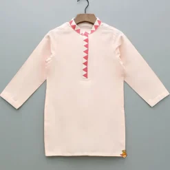 Hot Peach Embroidered Kurta With Printed Jacket And Pyjama BOY Indian Ethnic Wear | Ethnic Sets
