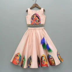 Online Peach Embroidered Top And Lehenga Ethnic Wear | Lehengas & Ghagras