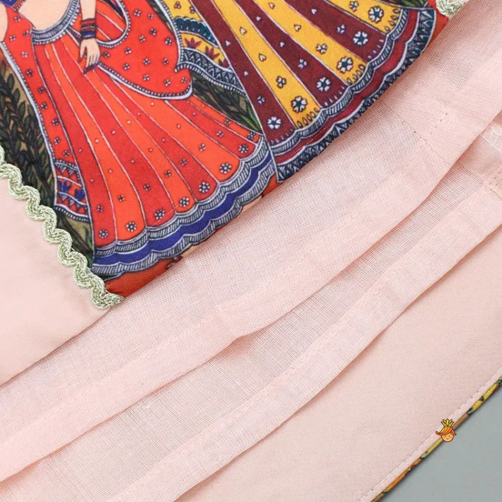 Online Peach Embroidered Top And Lehenga Ethnic Wear | Lehengas & Ghagras