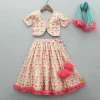 Online Peach Floral Printed Crop Top With Lehenga And Net Dupatta Twinning Sets | Ethnic Wear