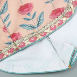 Online Peach Floral Printed Crop Top With Lehenga And Net Dupatta Twinning Sets | Ethnic Wear
