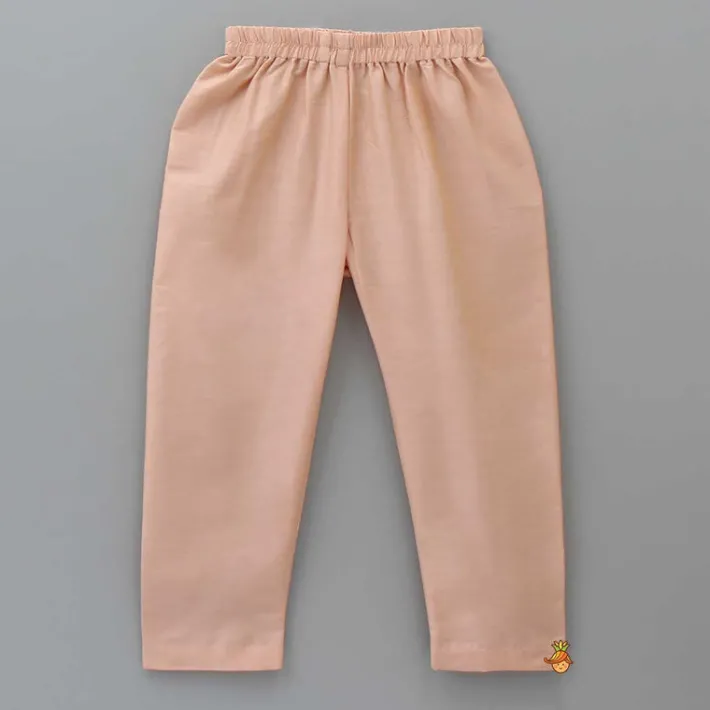 Online Peach Kurta With Brocade Multicolour Jacket And Pyjama BOY Indian Ethnic Wear | Ethnic Sets