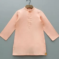 Outlet Peach Kurta With Embroidered Multicolor Jacket And Pyjama BOY Indian Ethnic Wear | Ethnic Sets