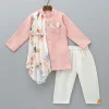 Online Peach Kurta With One Side Printed Panel And Pyjama BOY Twinning Sets | Indian Ethnic Wear
