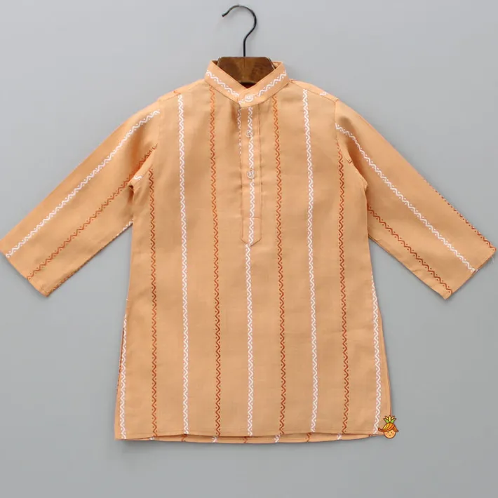 Best Peach Kurta With Zardozi Patch Work Jacket And Churidar BOY Indian Ethnic Wear | Ethnic Sets