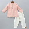 Best Peach Loop Buttons Detailed Kurta With Pyjama BOY Indian Ethnic Wear | Ethnic Sets
