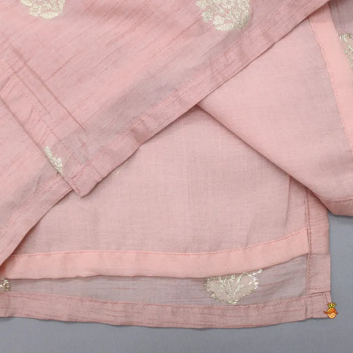 Best Peach Loop Buttons Detailed Kurta With Pyjama BOY Indian Ethnic Wear | Ethnic Sets
