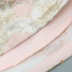 Outlet Peach Zari Brocade Ruffle Sleeves Dress Dresses & Sets | Dresses
