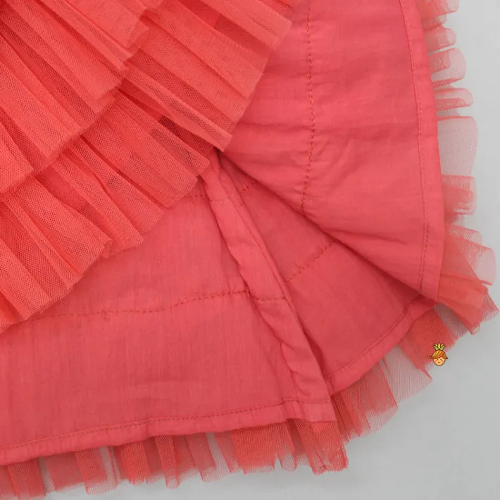 Discount Peachish Pink Backless Net Ruffle Dress Dresses & Sets | Dresses
