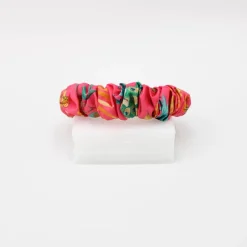 Online Peacock Printed Coral Pink Pleated Hair Band Hair Accessories | Hair Bands