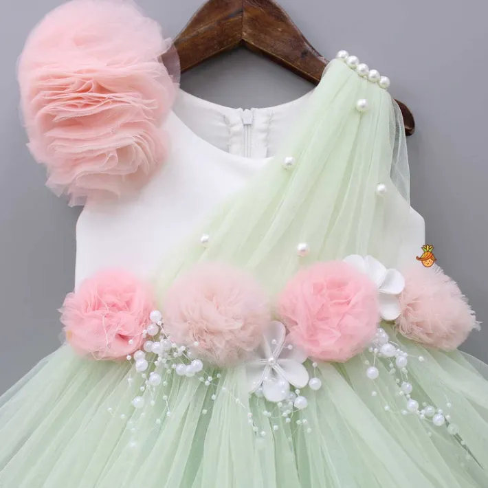 Online Pearl Detail Flared Green High Low Gown Dresses & Sets | Dresses