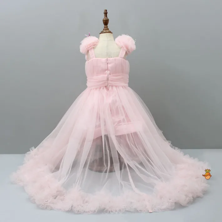 Best Pearls And Butterfly Embellished Ruffled Frilly High Low Dress Dresses & Sets | Dresses