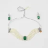 Discount Pearls And Green Stone Studded Choker Necklace And Earrings Jewellery