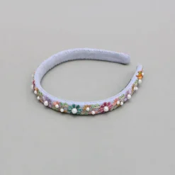 Discount Pearls And Multicolour Thread Embroidered Purple Hairband Hair Accessories | Hair Bands