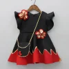 Sale Pearly Flower Embellished Black Fancy Dress With Sling Bag Dresses & Sets | Dresses