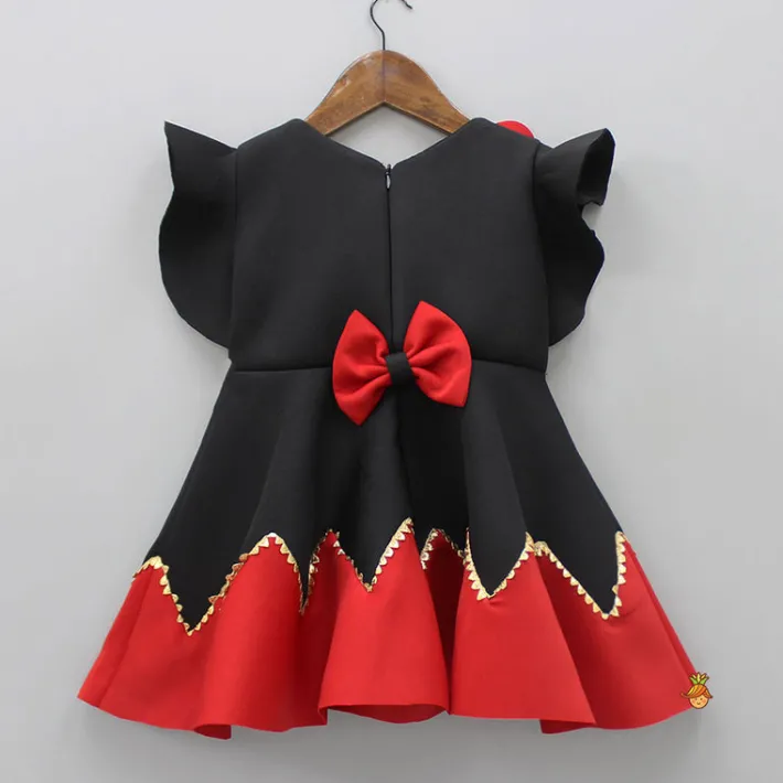 Sale Pearly Flower Embellished Black Fancy Dress With Sling Bag Dresses & Sets | Dresses