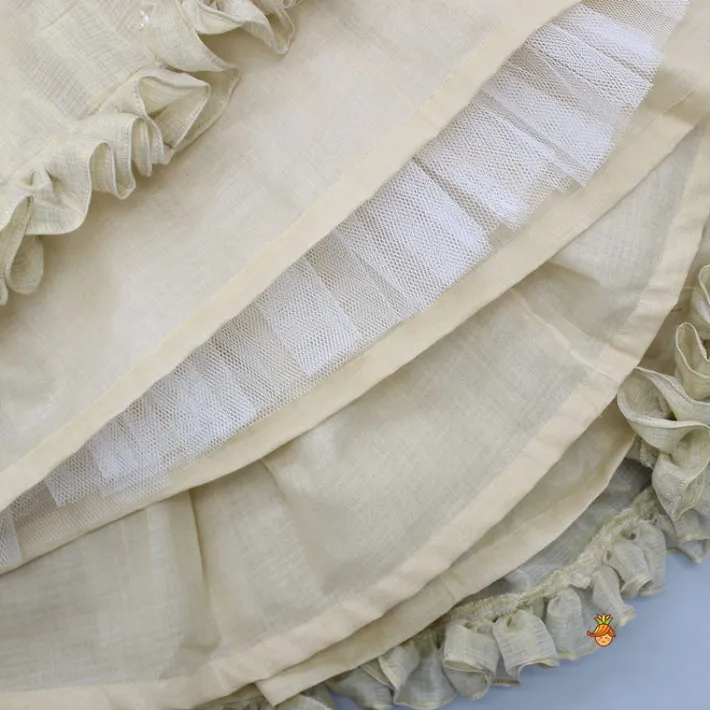 Best Peter Pan Collar Peach Top And Ruffle Hem Lehenga Ethnic Wear | Lehengas & Ghagras