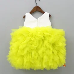 Discount Pin Tuck Detailed Ruffle Frilly White And Lime Green Party Dress Dresses & Sets | Dresses