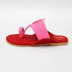 Fashion Pink And Red Tone Kolhapuri Flats Shoes
