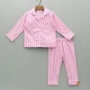 Online Pink And White Stripe Notch Collar Sleepwear BOY Sleep Wear | Sleepwear