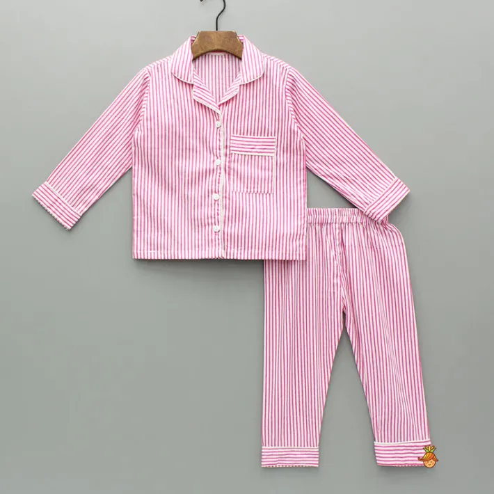 Online Pink And White Stripe Notch Collar Sleepwear BOY Sleep Wear | Sleepwear