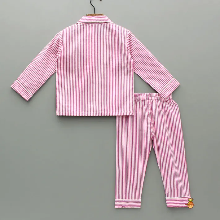 Online Pink And White Stripe Notch Collar Sleepwear BOY Sleep Wear | Sleepwear