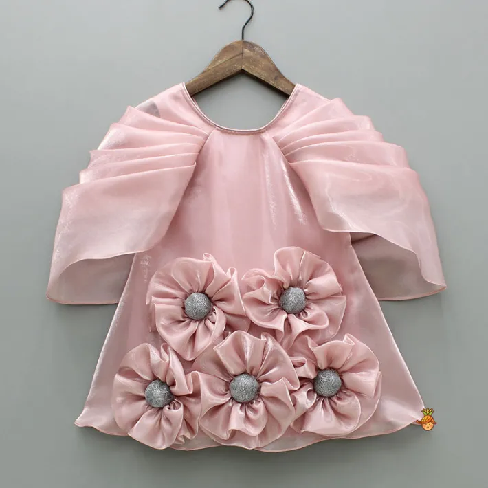 Hot Pink Artificial Flowers Embellished Dress Dresses & Sets | Dresses