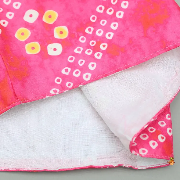 Clearance Pink Bandhani Printed Top And Lehenga With Dupatta Ethnic Wear | Lehengas & Ghagras