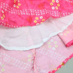 Clearance Pink Bandhani Printed Top And Lehenga With Dupatta Ethnic Wear | Lehengas & Ghagras
