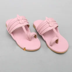 Fashion Pink Braided Kolhapuri Flats Shoes