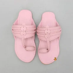 Fashion Pink Braided Kolhapuri Flats Shoes
