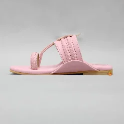 Fashion Pink Braided Kolhapuri Flats Shoes