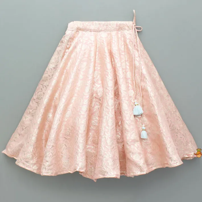 Discount Pink Brocade Top With Embroidered Jacket And Lehenga Ethnic Wear | Lehengas & Ghagras
