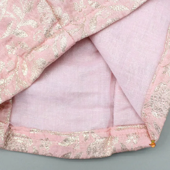 Discount Pink Brocade Top With Embroidered Jacket And Lehenga Ethnic Wear | Lehengas & Ghagras