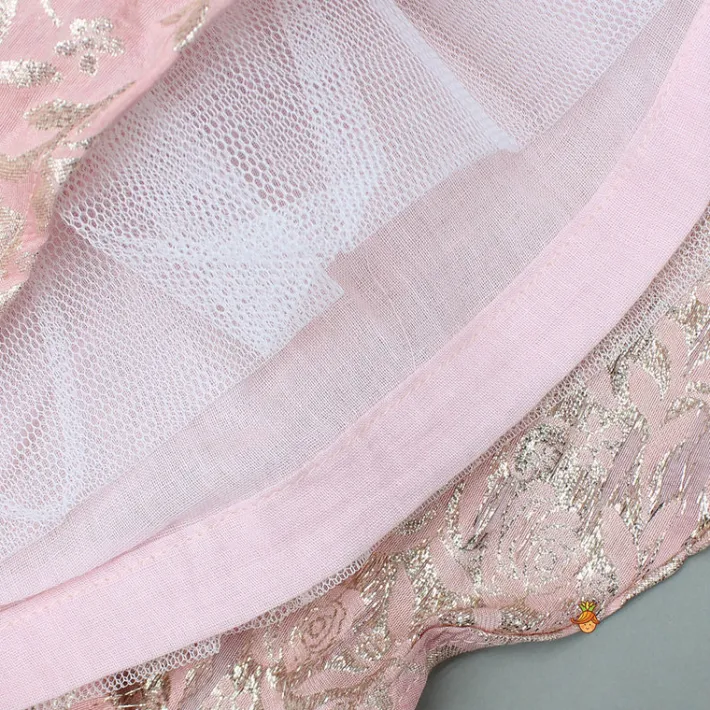 Discount Pink Brocade Top With Embroidered Jacket And Lehenga Ethnic Wear | Lehengas & Ghagras