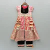 Hot Pink Chanderi Embroidered Long Kurti And Black Velvet Pant Ethnic Wear | Churidars & Salwars
