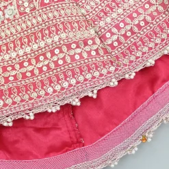 Hot Pink Chanderi Embroidered Long Kurti And Black Velvet Pant Ethnic Wear | Churidars & Salwars