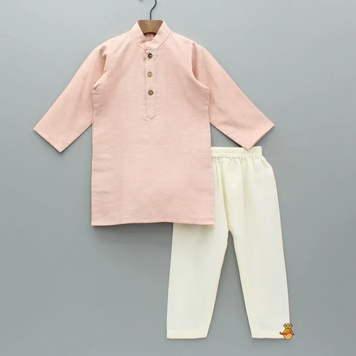 Discount Pink Chanderi Kurta With Stylish Embroidered Jacket And Pyjama BOY Twinning Sets | Indian Ethnic Wear
