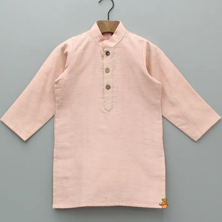 Discount Pink Chanderi Kurta With Stylish Embroidered Jacket And Pyjama BOY Twinning Sets | Indian Ethnic Wear