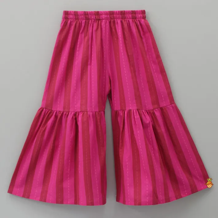 Hot Pink Checks Printed Kurti And Sharara Ethnic Wear | Palazzos & Shararas